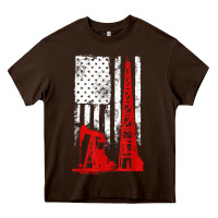 Chocolate Brown oilfield shirt   us flag oil rig shirt Heavy Core Tee - linhVisuals