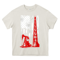 Cream oilfield shirt   us flag oil rig shirt Heavy Core Tee - linhVisuals