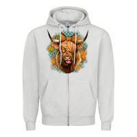 Dove Grey fall highland cow Zipper Hoodie - Jasminsmagicworld