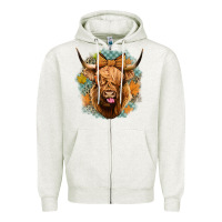 Oatmeal Heather fall highland cow Zipper Hoodie - Jasminsmagicworld