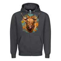 Smoke fall highland cow Zipper Hoodie - Jasminsmagicworld