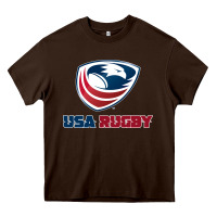 Chocolate Brown usa rugby Heavy Core Tee - linhVisuals