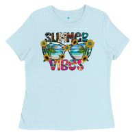 Baby Blue Summer Vibes Ladies Tee - CowhideDigitalArt
