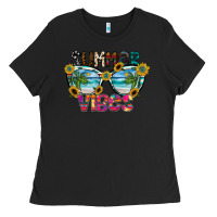 Black Summer Vibes Ladies Tee - CowhideDigitalArt