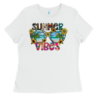 White Summer Vibes Ladies Tee - CowhideDigitalArt