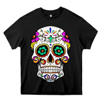 Black sugar skull Heavy Core Tee - linhVisuals
