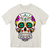 Cream sugar skull Heavy Core Tee - linhVisuals
