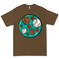 Cacao baseball with sunflower round earrings Premium Tee - BundleAndBundleShop