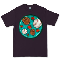 Plum baseball with sunflower round earrings Premium Tee - BundleAndBundleShop