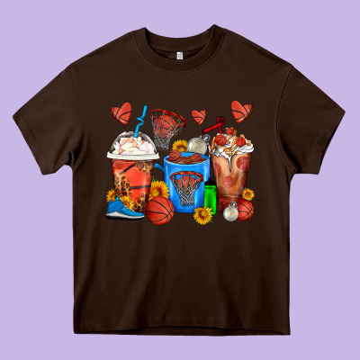 Basketball Coffee Cups Heavy Core Tee Designed By Fadigitalartstudio