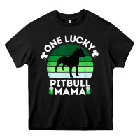 Black funny st patrick's day one lucky pitbull mama pitbulldog t shirt Heavy Core Tee - linhVisuals