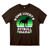 Chocolate Brown funny st patrick's day one lucky pitbull mama pitbulldog t shirt Heavy Core Tee - linhVisuals