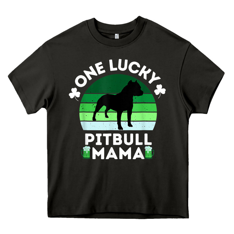 Funny St Patrick's Day One Lucky Pitbull Mama Pitbulldog T Shirt Heavy Core Tee by linhVisuals | Teevron