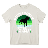 Cream funny st patrick's day one lucky pitbull mama pitbulldog t shirt Heavy Core Tee - linhVisuals