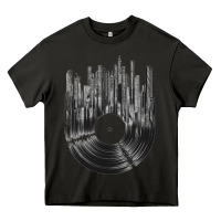 Asphalt vinyl record cityscape Heavy Core Tee - linhVisuals