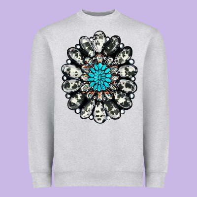 Cowhide Aztec Gemstone Heavyweight Sweatshirt Designed By Ranaportraitstore
