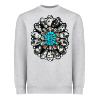 Heather Grey cowhide aztec gemstone Heavyweight Sweatshirt - RanaPortraitStore
