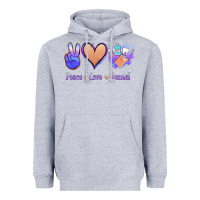 Heather Grey Peace Love Dental Heavyweight Hoodie - Jasminsmagicworld