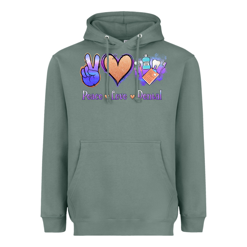 Peace Love Dental Heavyweight Hoodie by Jasminsmagicworld | Teevron