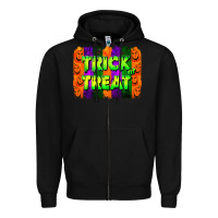 Black trick or treat brushstroke Zipper Hoodie - Jasminsmagicworld