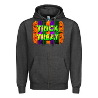Charcoal Heather trick or treat brushstroke Zipper Hoodie - Jasminsmagicworld