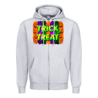 Heather Grey trick or treat brushstroke Zipper Hoodie - Jasminsmagicworld