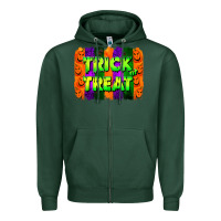 Sports Green trick or treat brushstroke Zipper Hoodie - Jasminsmagicworld