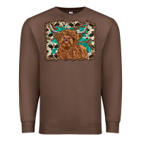 Chestnut highland cow western background Premium Sweatshirt - RanaPortraitStore