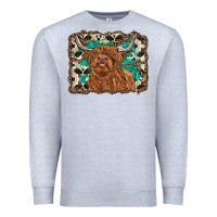 Heather Grey highland cow western background Premium Sweatshirt - RanaPortraitStore
