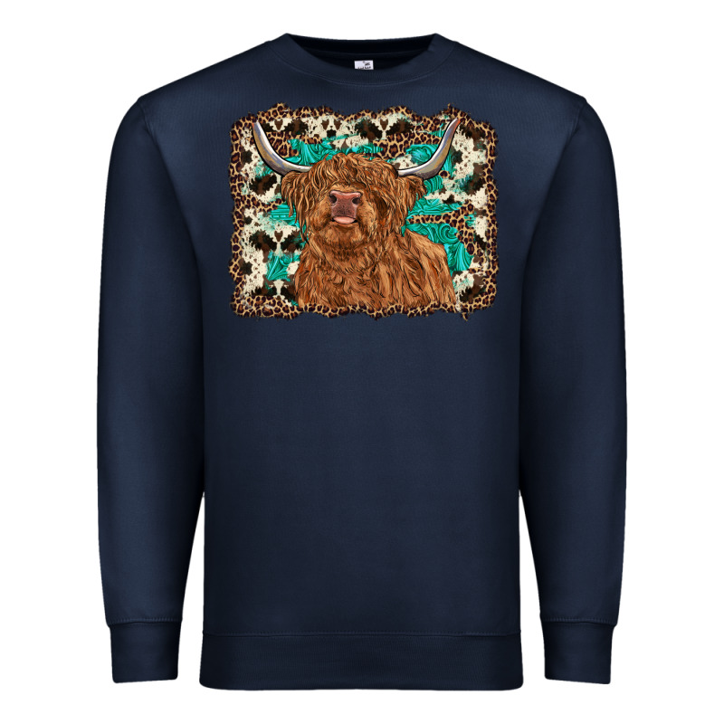 Highland Cow Western Background Premium Sweatshirt by RanaPortraitStore | Teevron