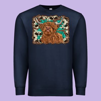 Highland Cow Western Background Premium Sweatshirt Designed By Ranaportraitstore