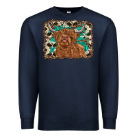 Navy highland cow western background Premium Sweatshirt - RanaPortraitStore