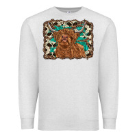 Oatmeal Heather highland cow western background Premium Sweatshirt - RanaPortraitStore