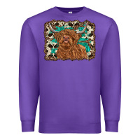 Purple highland cow western background Premium Sweatshirt - RanaPortraitStore