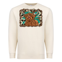 Sandshell highland cow western background Premium Sweatshirt - RanaPortraitStore