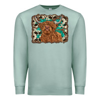 Seafoam highland cow western background Premium Sweatshirt - RanaPortraitStore