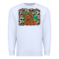 White highland cow western background Premium Sweatshirt - RanaPortraitStore