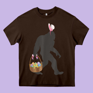 Funny Bigfoot Easter Design With Easter Basket And Bigfoot T Shirt Heavy Core Tee Designed By Linhvisuals