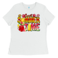 White Sweet Summer Time Ladies Tee - CowhideDigitalArt