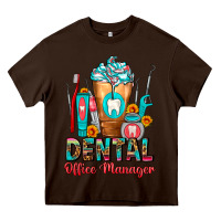 Chocolate Brown Dental Office Manager cold drink frappe Heavy Core Tee - FaDigitalArtStudio
