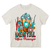 Cream Dental Office Manager cold drink frappe Heavy Core Tee - FaDigitalArtStudio