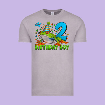 Birthday Boy Frog Age 2 Vintage Tee Designed By Lillyallendesigns