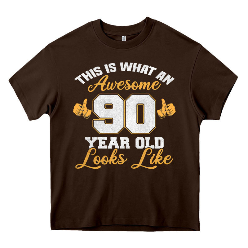90th Birthday Novelty Gift Awesome 90 Year Old T Shirt Heavy Core Tee by linhVisuals | Teevron