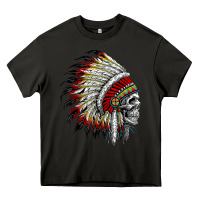 Asphalt native american indian chief skull motorcycle headdress  t shirt Heavy Core Tee - linhVisuals