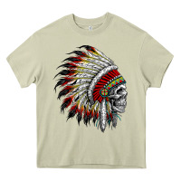 Mossy native american indian chief skull motorcycle headdress  t shirt Heavy Core Tee - linhVisuals