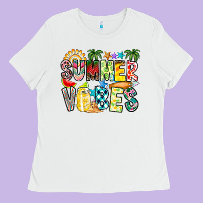 Summer Vibes Ladies Tee Designed By Cowhidedigitalart