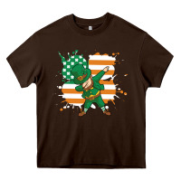 Dabbing Leprechaun Irish American Flag Heavy Core Tee | Teevron