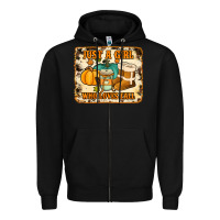 Black just a girl who loves fall cowhide background Zipper Hoodie - Jasminsmagicworld