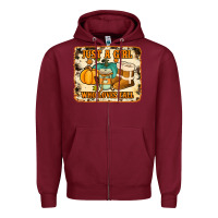 Burgundy just a girl who loves fall cowhide background Zipper Hoodie - Jasminsmagicworld