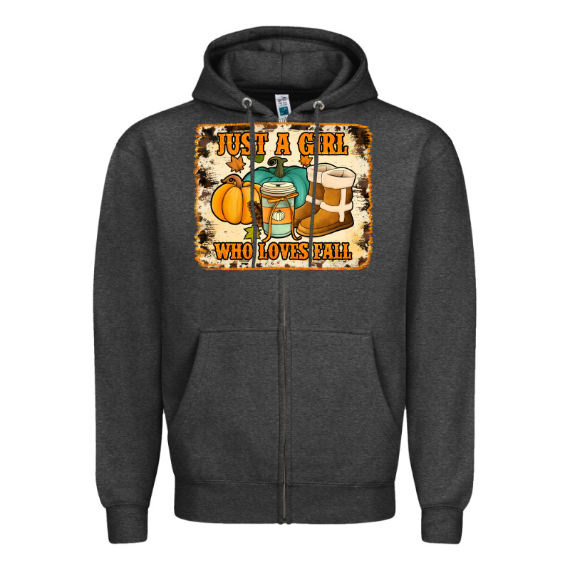 Just A Girl Who Loves Fall Cowhide Background Zipper Hoodie by Jasminsmagicworld | Teevron